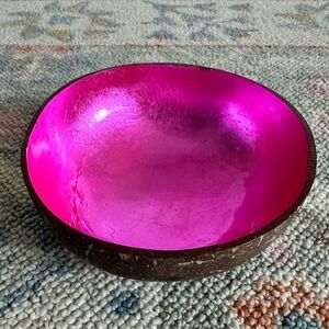 coconut shell catch all with pink metallic lining